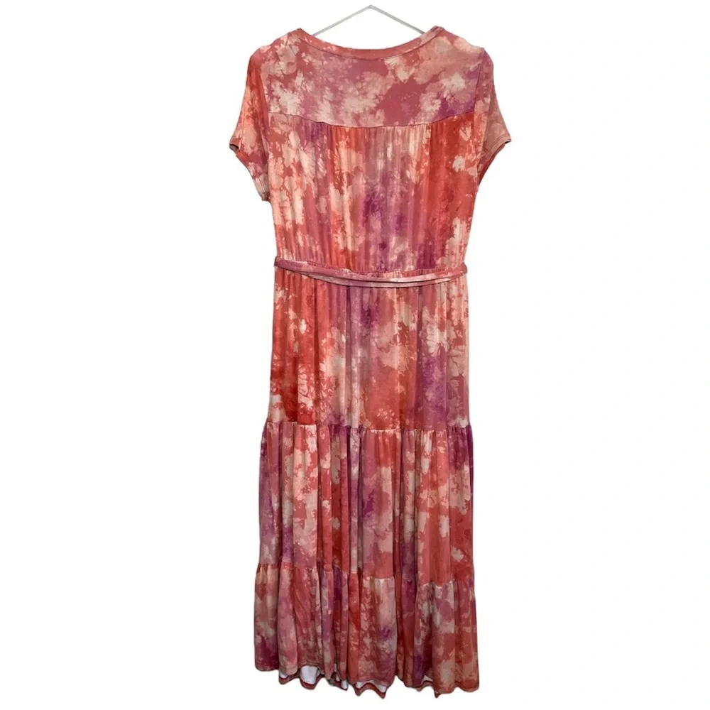 Torrid | Super Soft Pink Tie Dye Jersey Boho Chic Tiered Dress Size M / 00 - Picture 3 of 3